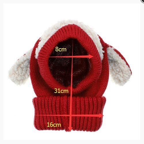 Children Baby Dog Ear Style Wool Cap Hooded Scarf Earflap Hat