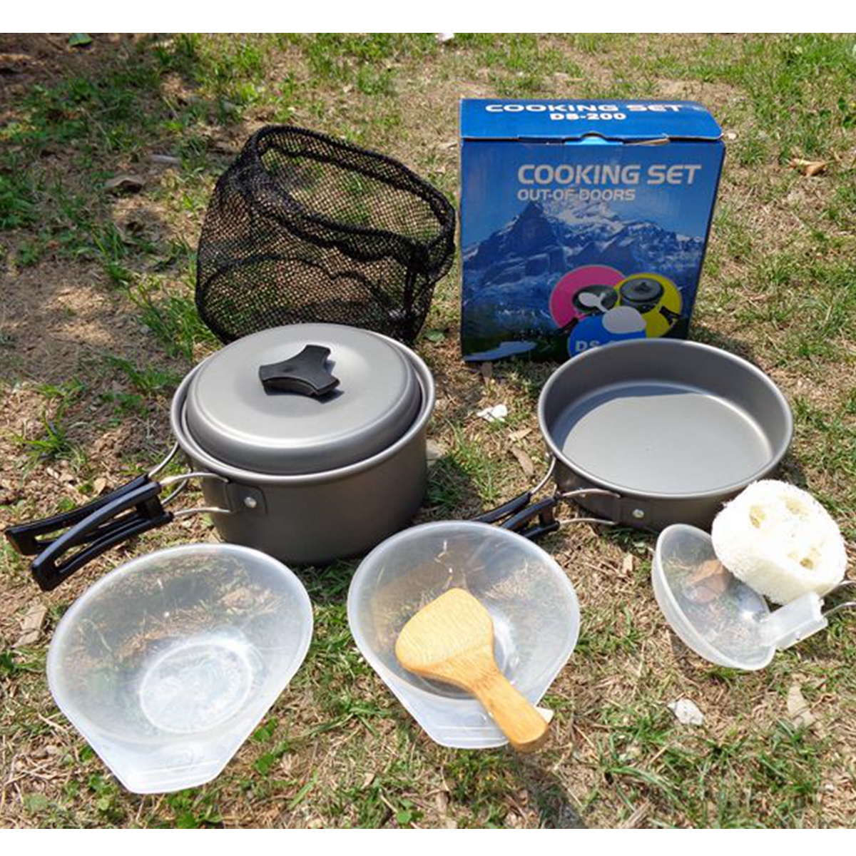 Outdoor Camping Hiking Picnic Cooking Set Pot Pan Bowl Cookware