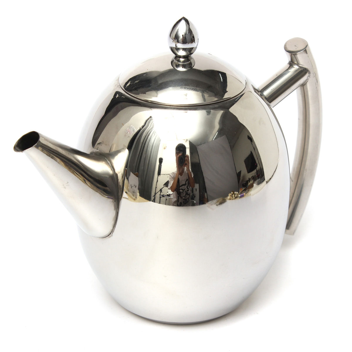 1500ML Stainless Steel Tea Coffee Pot Kettle With Strainer