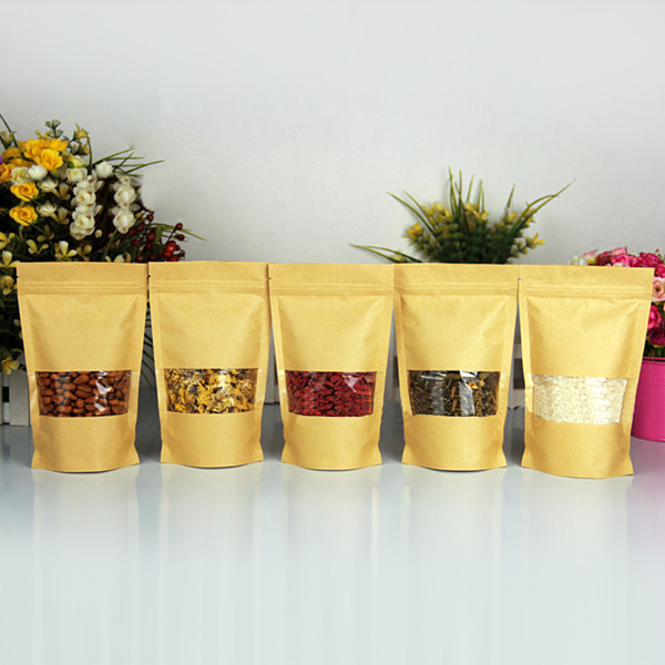 Kraft Paper Bags Packaging Stand Up With Zipper (1)