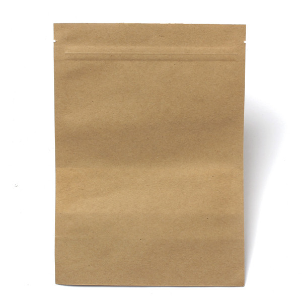 Kraft Paper Bags Packaging Stand Up With Zipper for Food Storage 160 x 220mm