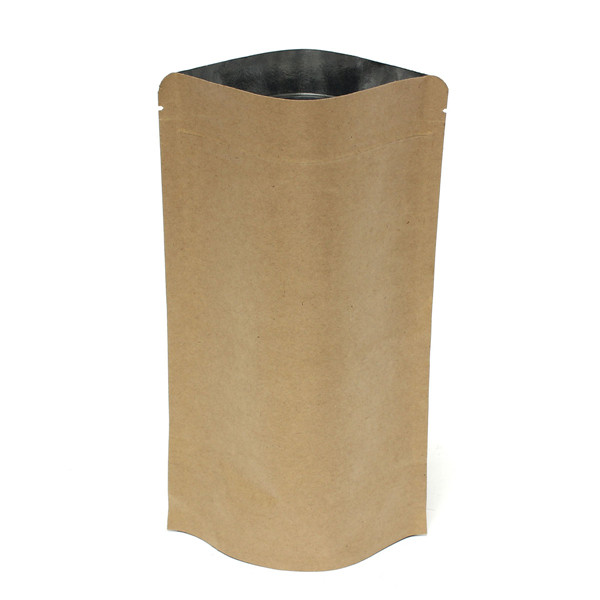 Kraft Paper Bags Aluminum Foil Packaging Stand Up With Zipper for Food Storage 150x240mm