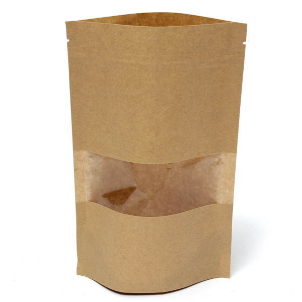 Kraft Paper Bags Packaging Stand Up With Zipper for Food Storage 140x200mm