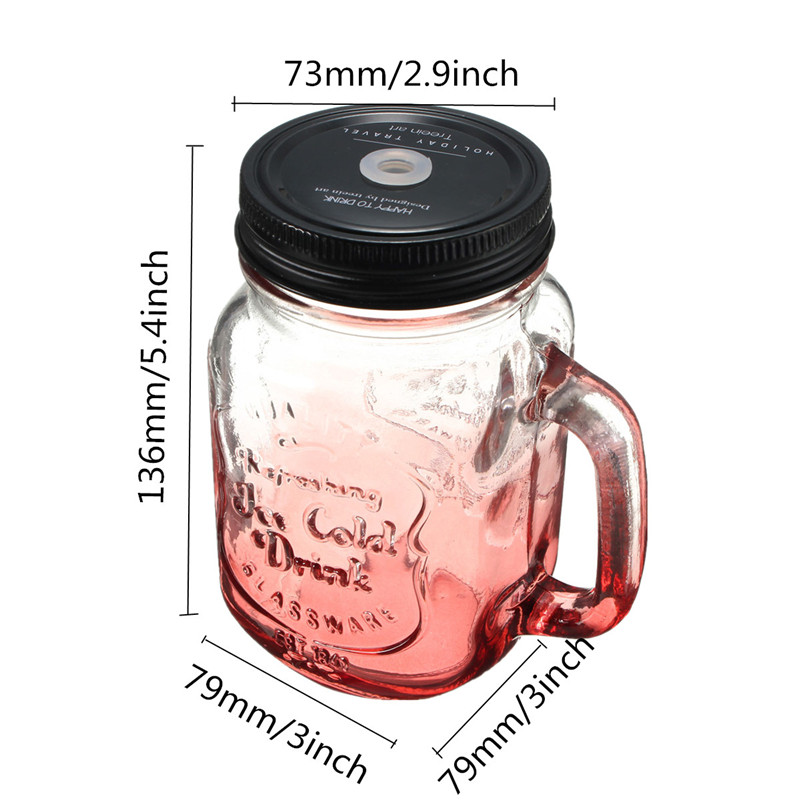 Fashion Graduated Color Glass Drinking Jar Cup Bottle 500ml