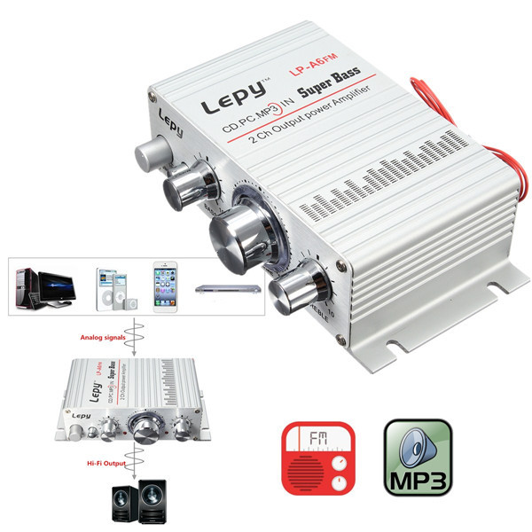 Lepy DC 12V Mini Hi-Fi Stereo Audio Amplifier Amp Car Motorcycle Home MP3 MP4 PC