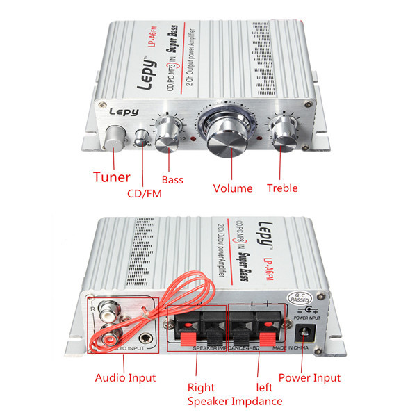 Lepy DC 12V Mini Hi-Fi Stereo Audio Amplifier Amp Car Motorcycle Home MP3 MP4 PC