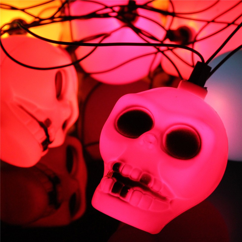 16 LED Colorful Skull String Light Lamp Halloween Bar Deoration