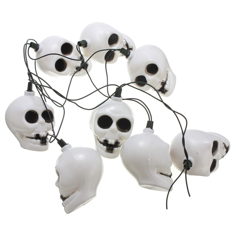 16 LED Colorful Skull String Light Lamp Halloween Bar Deoration