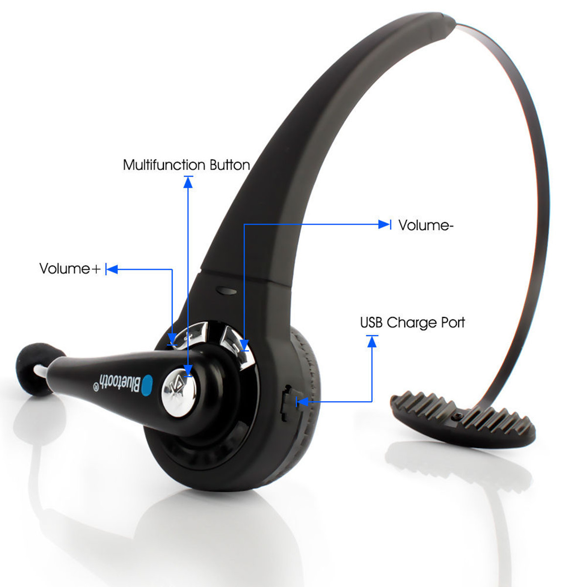 Universal Noise Canceling Wireless Bluetooth Headset Headphones w/Mic for Cell Phone