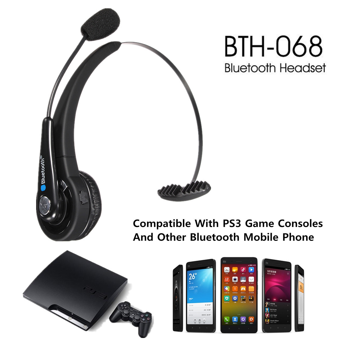 Universal Noise Canceling Wireless Bluetooth Headset Headphones w/Mic for Cell Phone