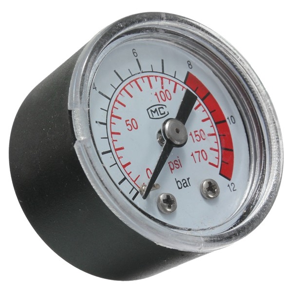 0-170 PSI 0 ~ 12 Bar Black Round Plastic Shell Air Pressure Compressor Gauge