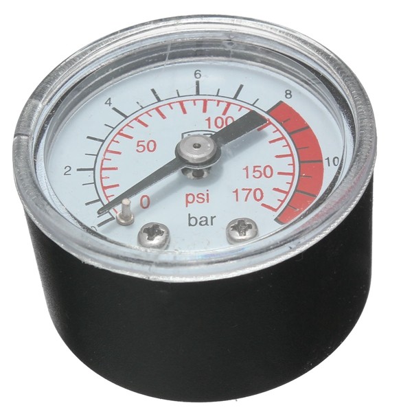 0-170 PSI 0 ~ 12 Bar Black Round Plastic Shell Air Pressure Compressor Gauge