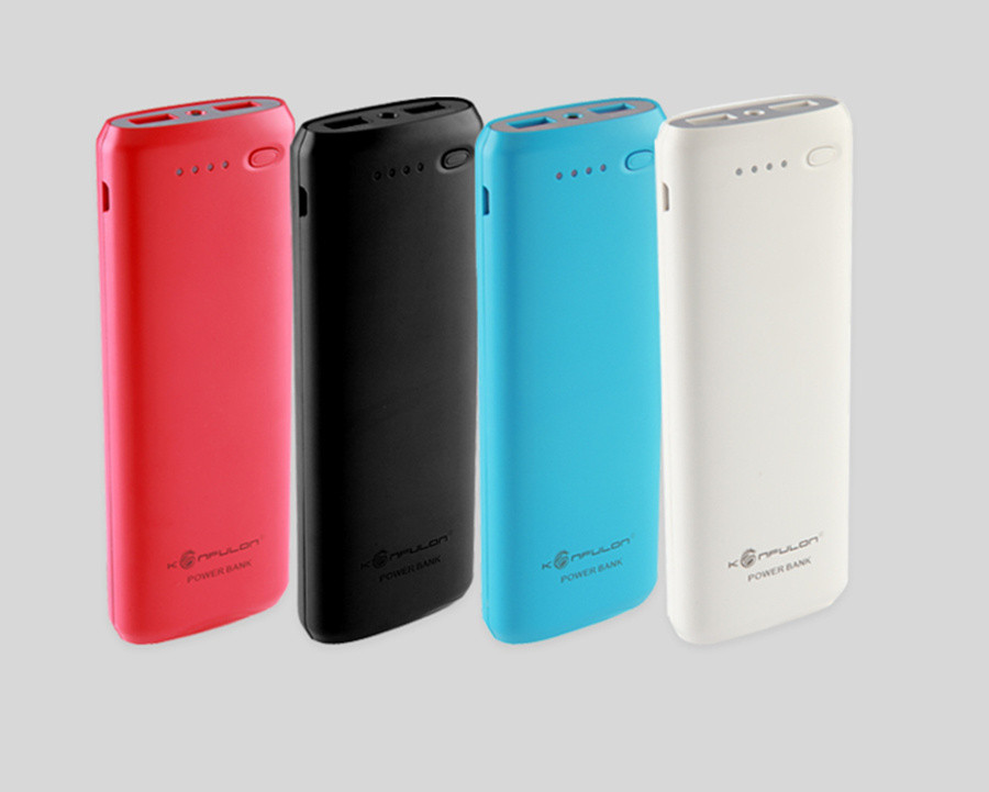 KONGFULON Y1308 12000mAh LED Flashlight 2.1A Dual USB Port Power Bank for Smartphone