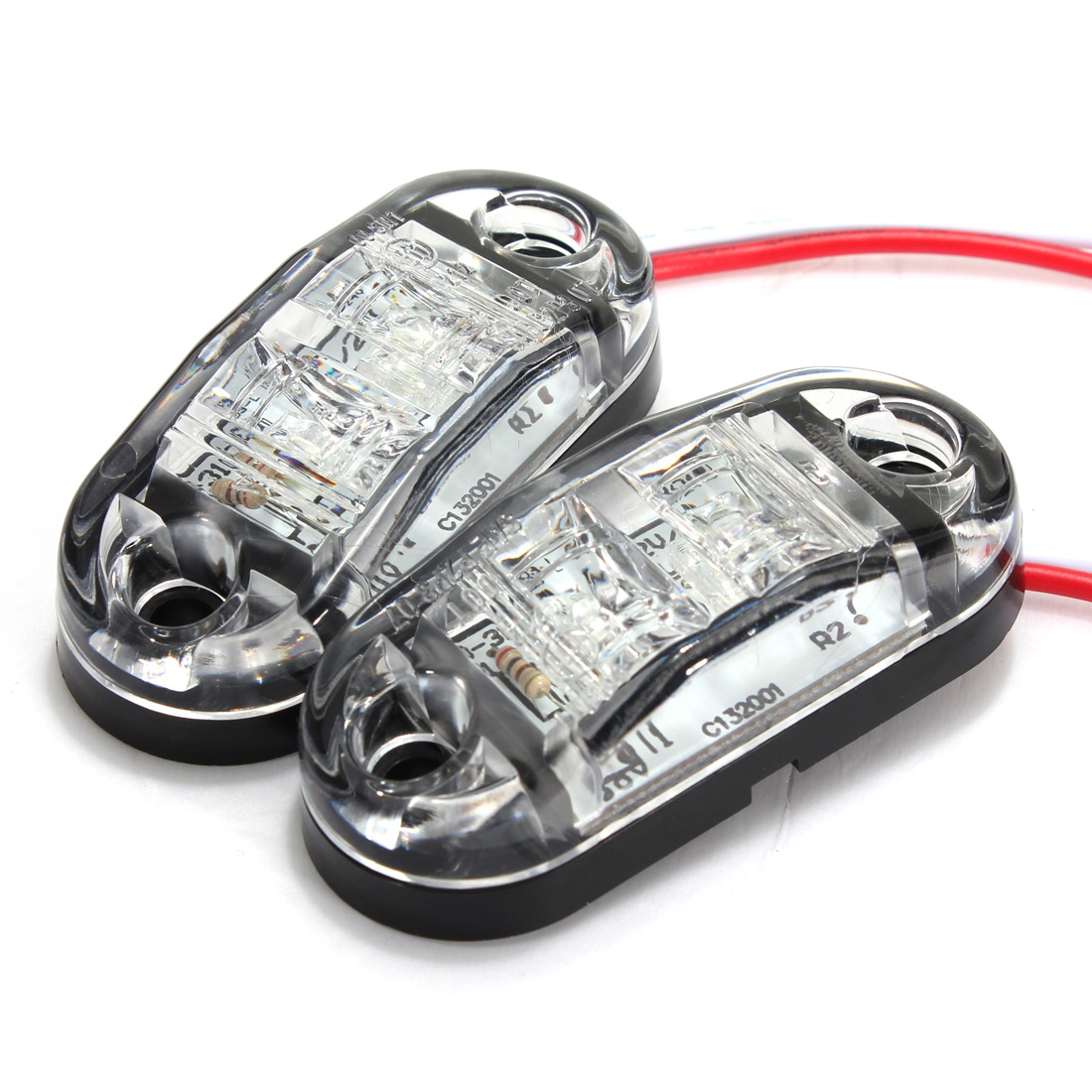 2X White LED Side Marker Light Clearance Lamp CAR Truck Trailer Caravan