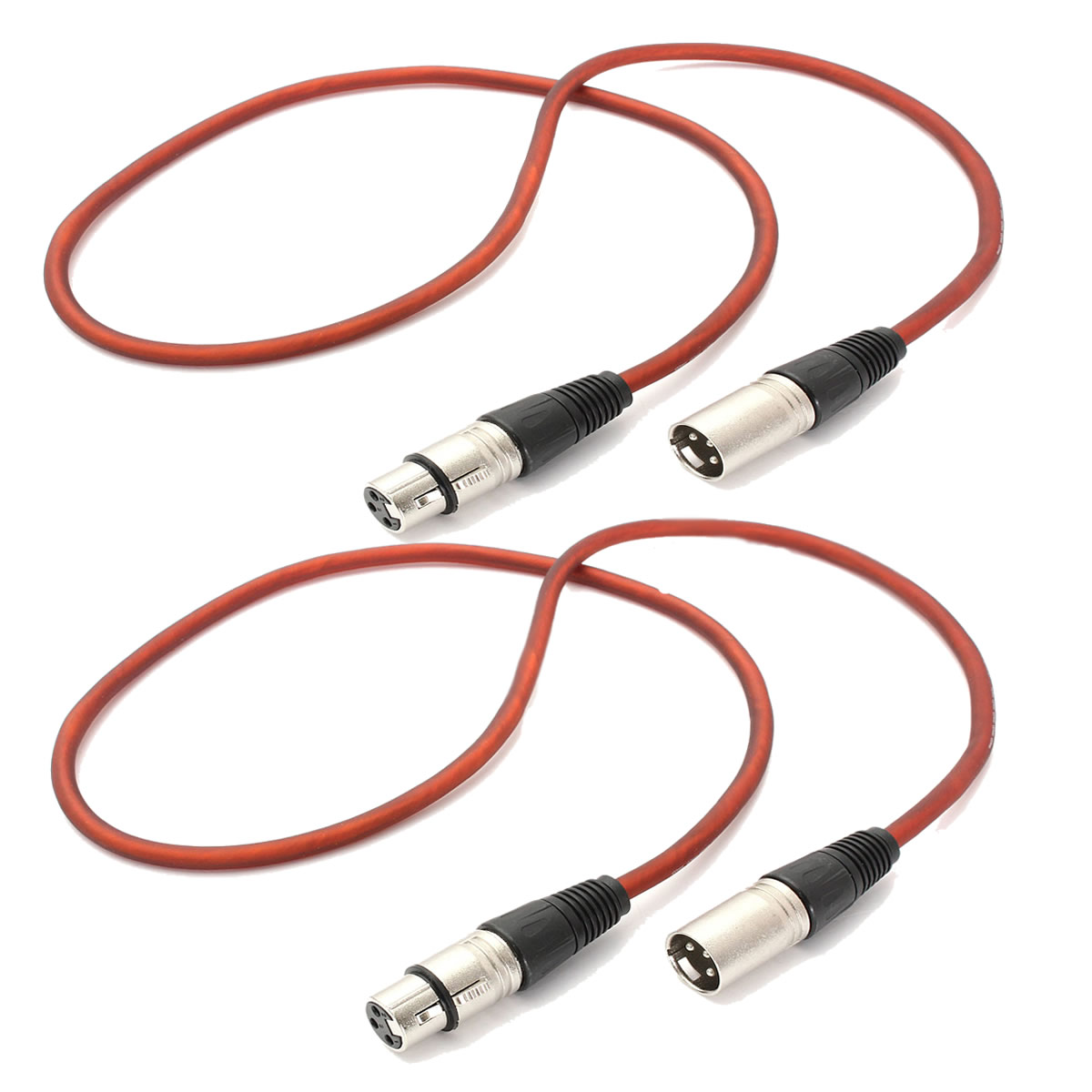 2x 1m 3ft foot XLR 3 pin Male to Female Mic Microphone Extension Cable