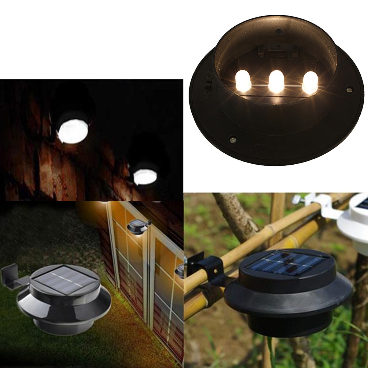 Solar Powered Fence Gutter 3 LED Light Outdoor Garden Wall Lamp Warm white Lazada Malaysia