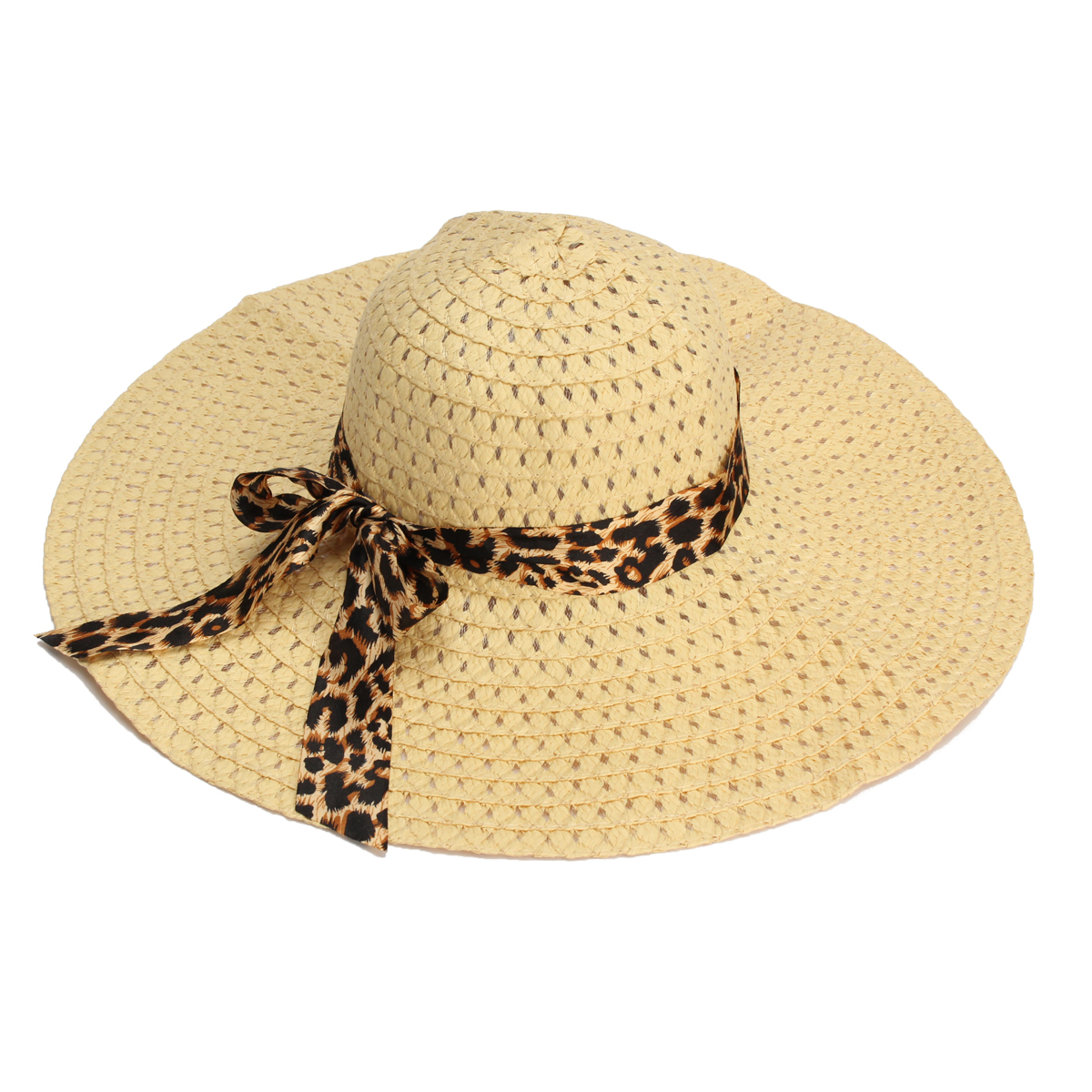 Femme Chapeau Plage Paille Large Bord Capeline Soleil Eté Ruban Mode