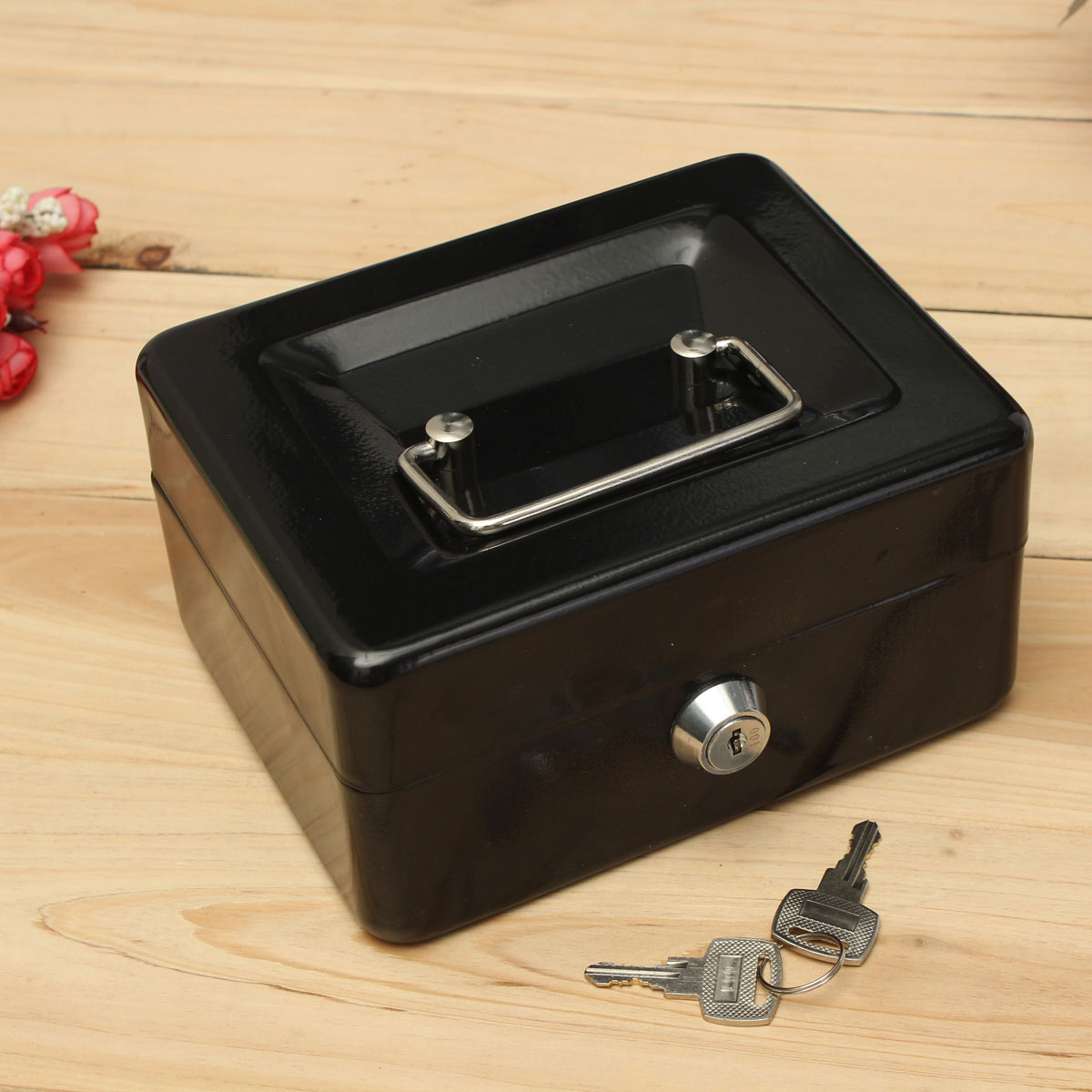 S & F Metal Petty Cash Box Handle Change Desposit Money Holder Home