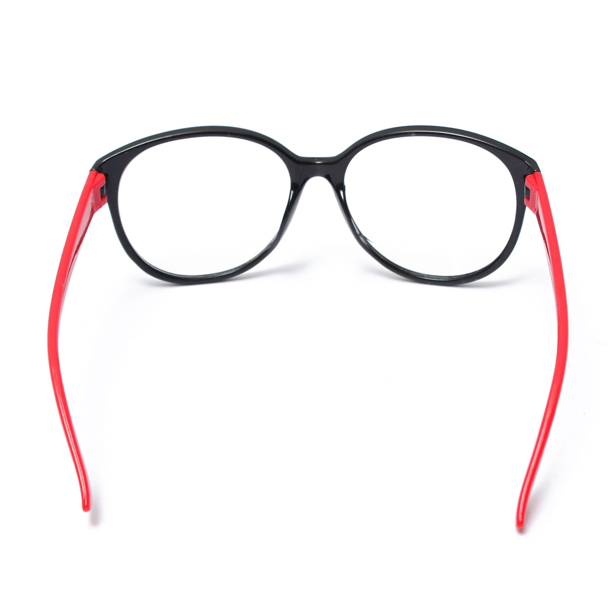 Retro Round Lens Eyeglass Frame Decoration Black-Red ...