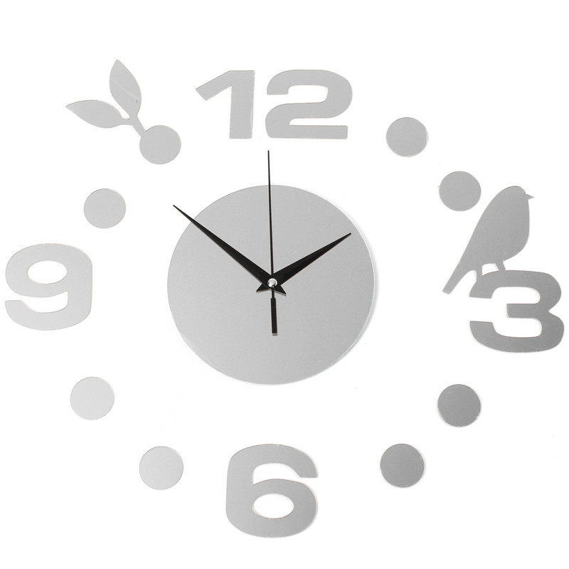 Mute Mirror Wall Clock Silver Intl fashion diy large wall clock home office room decor 3d Mute Mirror Wall Clock Silver Intl fashion diy large wall clock home office room decor 3d