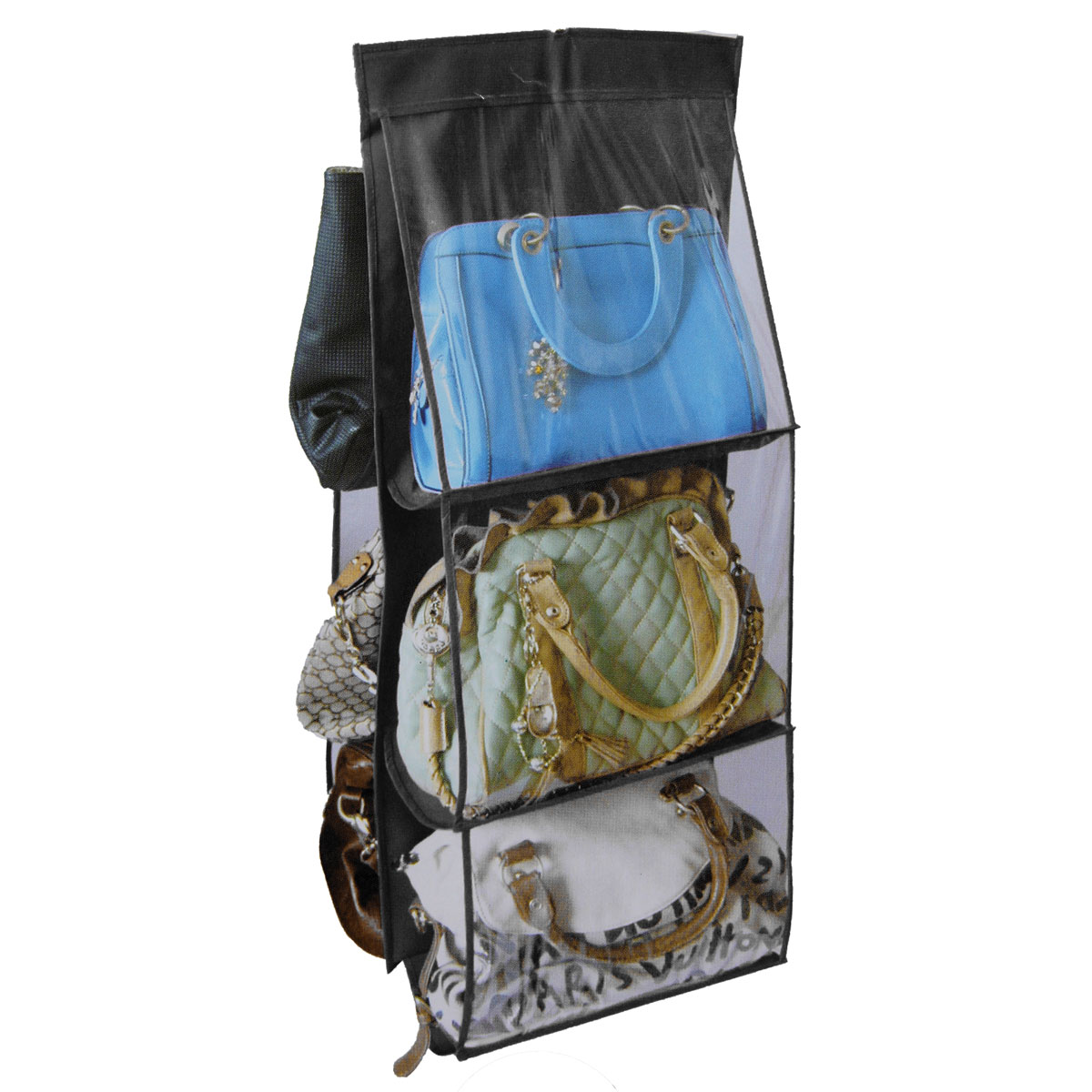 6 Pocket Shelf Bags Purse Handbags Hanging Organizer Storage Closet Rack Hanger Black | 11street ...