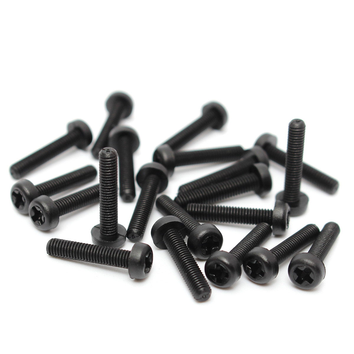 20Pcs M3 Black Nylon Screws Phillips Plastic Round Head Screw Bolt New