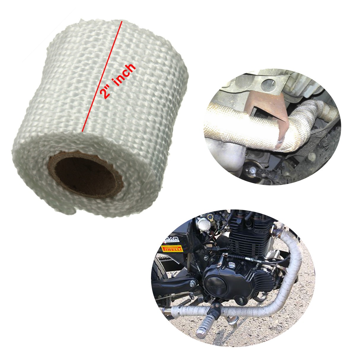 Performance Exhaust Manifold Downpipe Insulating Heat Wrap 2 inch White