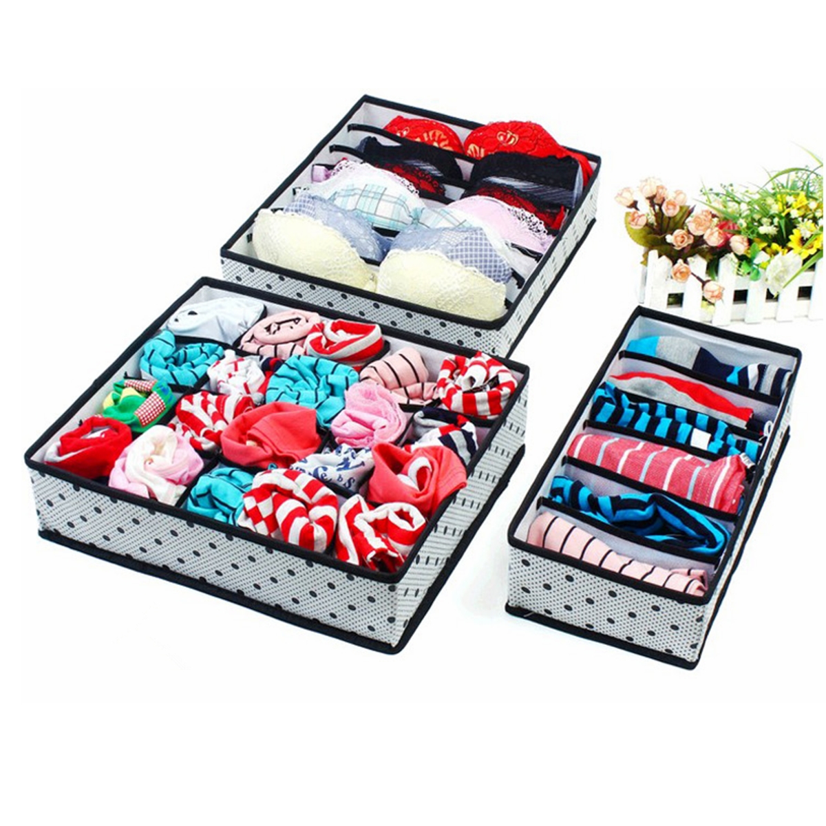 3 Pcs Underwear Organizer Storage Box Drawer For Socks Ties Bra