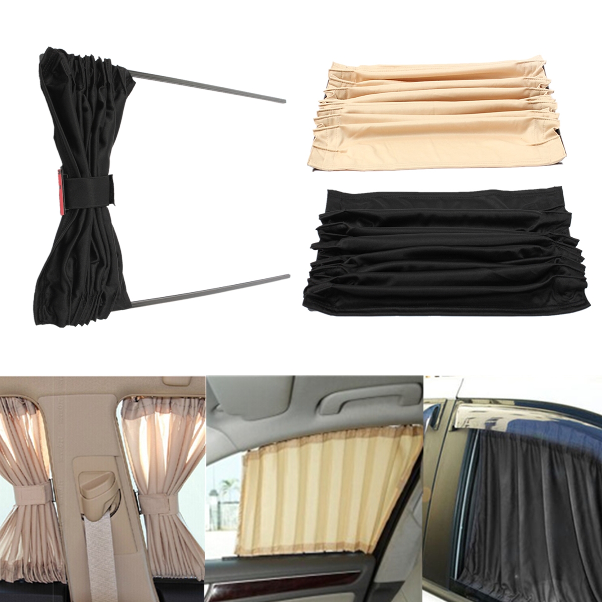 2pcs 70cm Mesh L Auto Rear Valance UV Sunshade Drape Visor Car Window