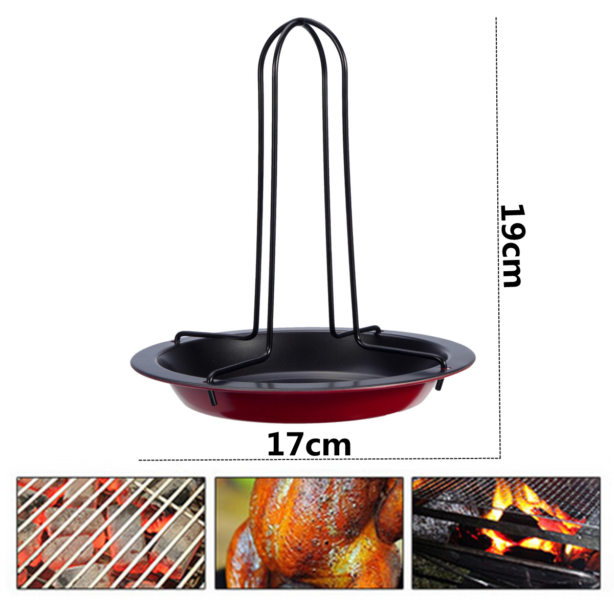 Nonstrick Upright Vertical Chicken Roasting Poultry BBQ Roaster Tray