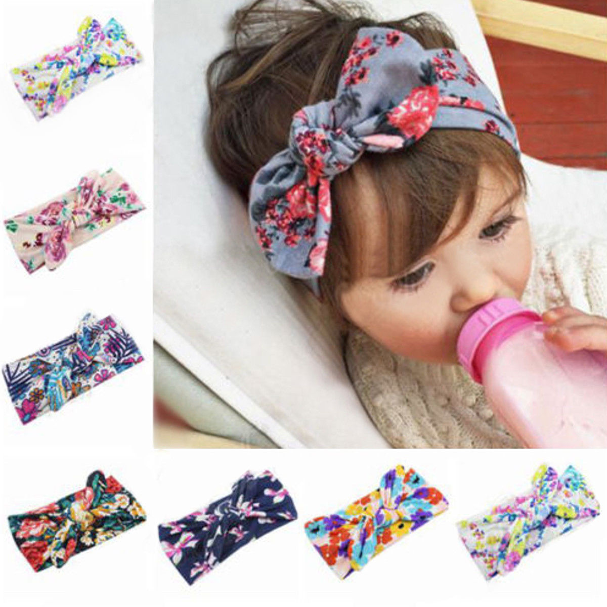 220 New baby headband malaysia 460 Baby Infant Flower Bow Hairband Turban Knot Rabbit Headwear Headband   