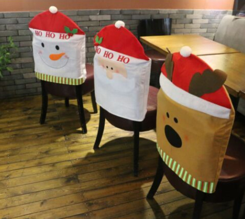 christmas dinner decorations chair back covers santa christmas dinner decorations chair back covers santa