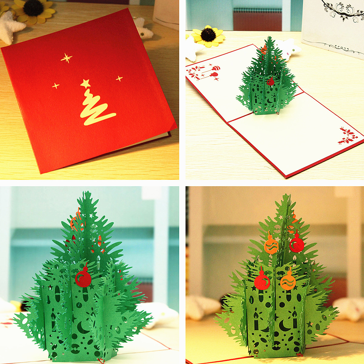 christmas tree birthday handmade 3d greeting card