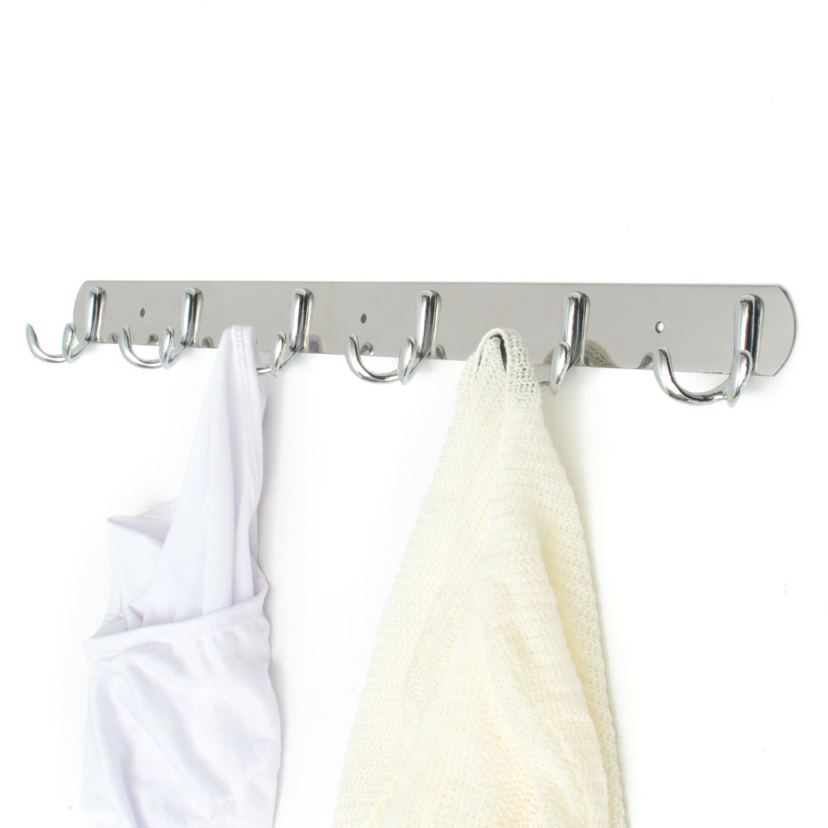 12 Hooks Stainless Steel Coat Hat Clothes Towel Rack Hook Wall Door