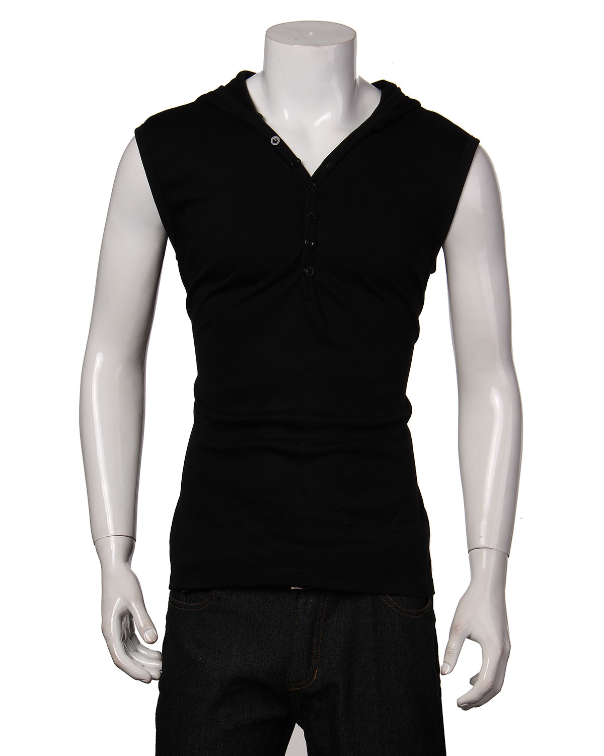 PODOM Men Slim Fit Hoodie V Neck Vest Sleeveless Casual Tshirt