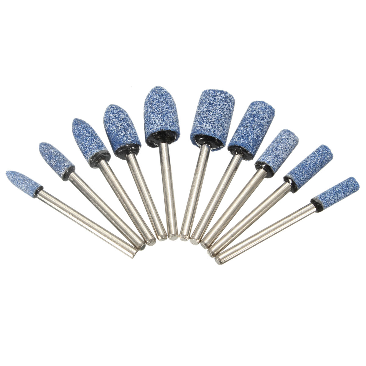 10pc Blue Abrasive Mounted Stone Rotary Tool Grinding Wheel 1/8 Shank