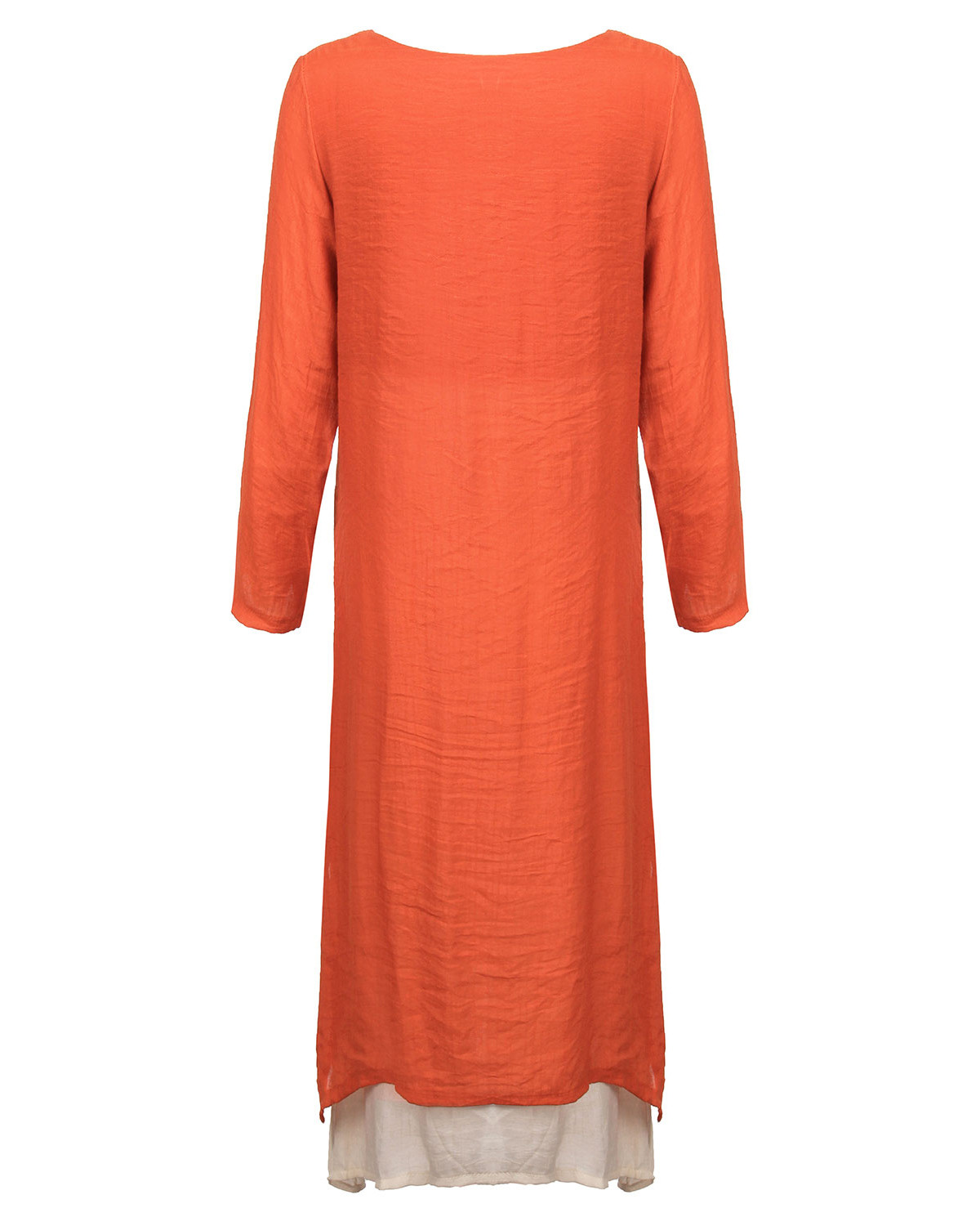 Women Long Sleeve Cotton Linen Casual Long Maxi Kaftan Hippie Dress