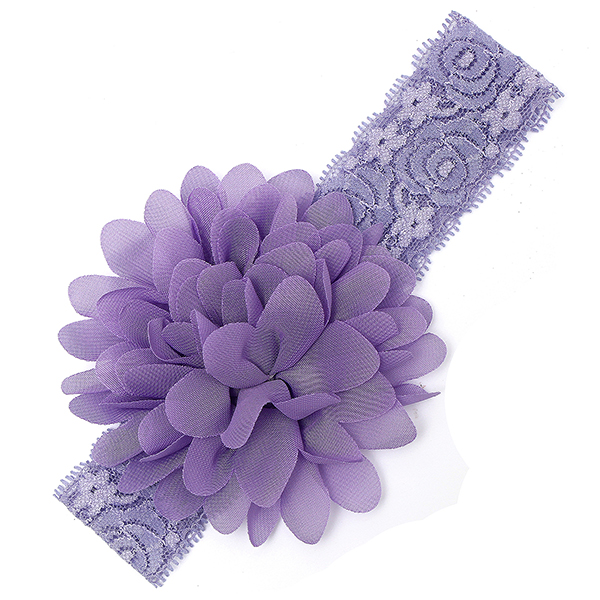 775 New baby headbands in singapore 489 Baby Lace Candy Color Ruffle Flower Elastic Headbands (Light purple   
