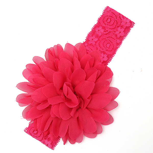 423 New baby headbands lazada 303 Baby Lace Candy Color Ruffle Flower Elastic Headbands (Rose red   