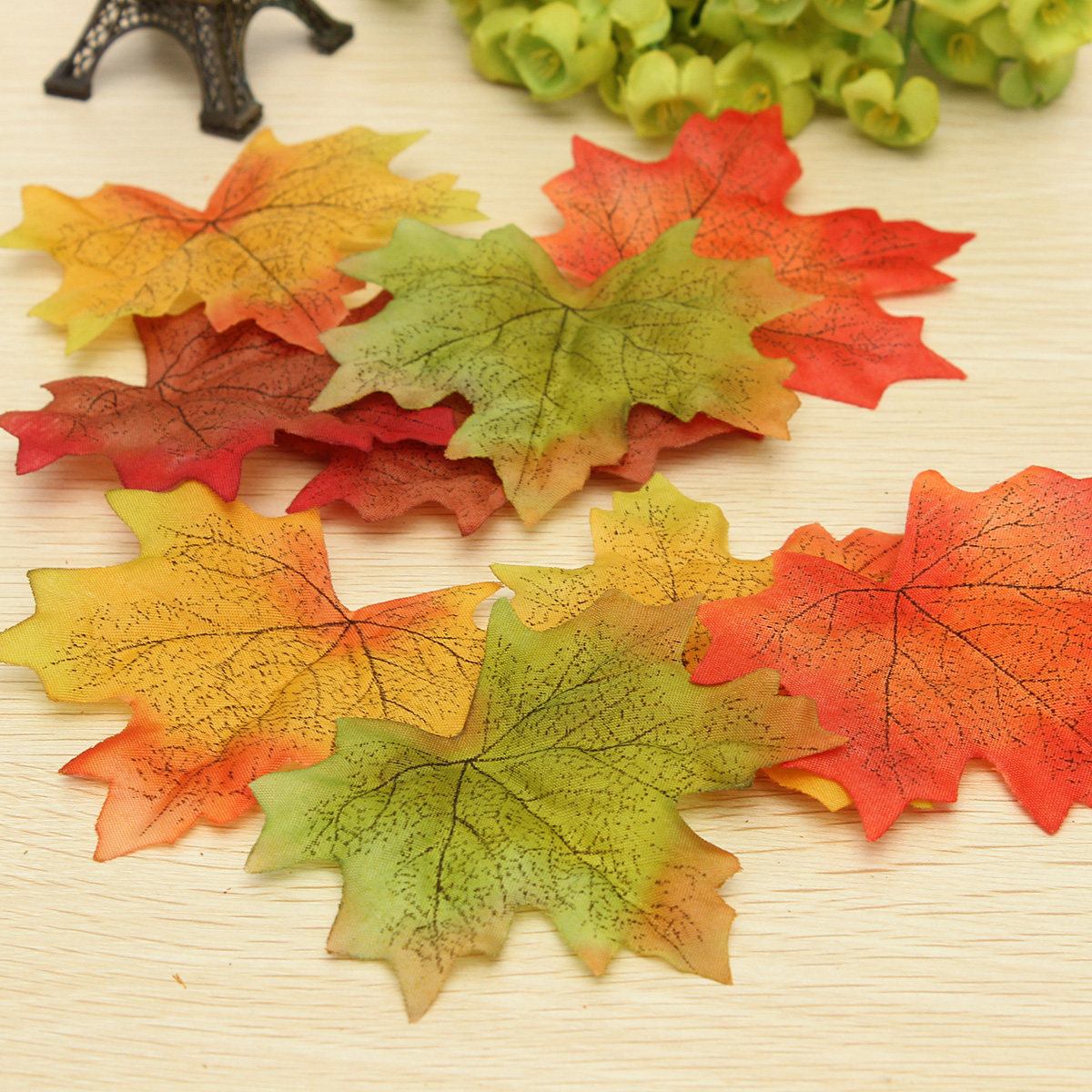 50250PCS PLASTIC AUTUMN FALL MAPLE LEAF STEMS FOLIAGE WEDDING SILK