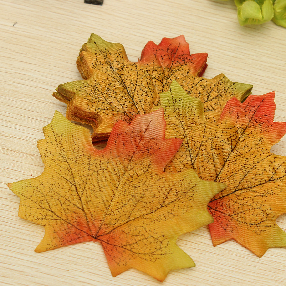 50250PCS PLASTIC AUTUMN FALL MAPLE LEAF STEMS FOLIAGE WEDDING SILK