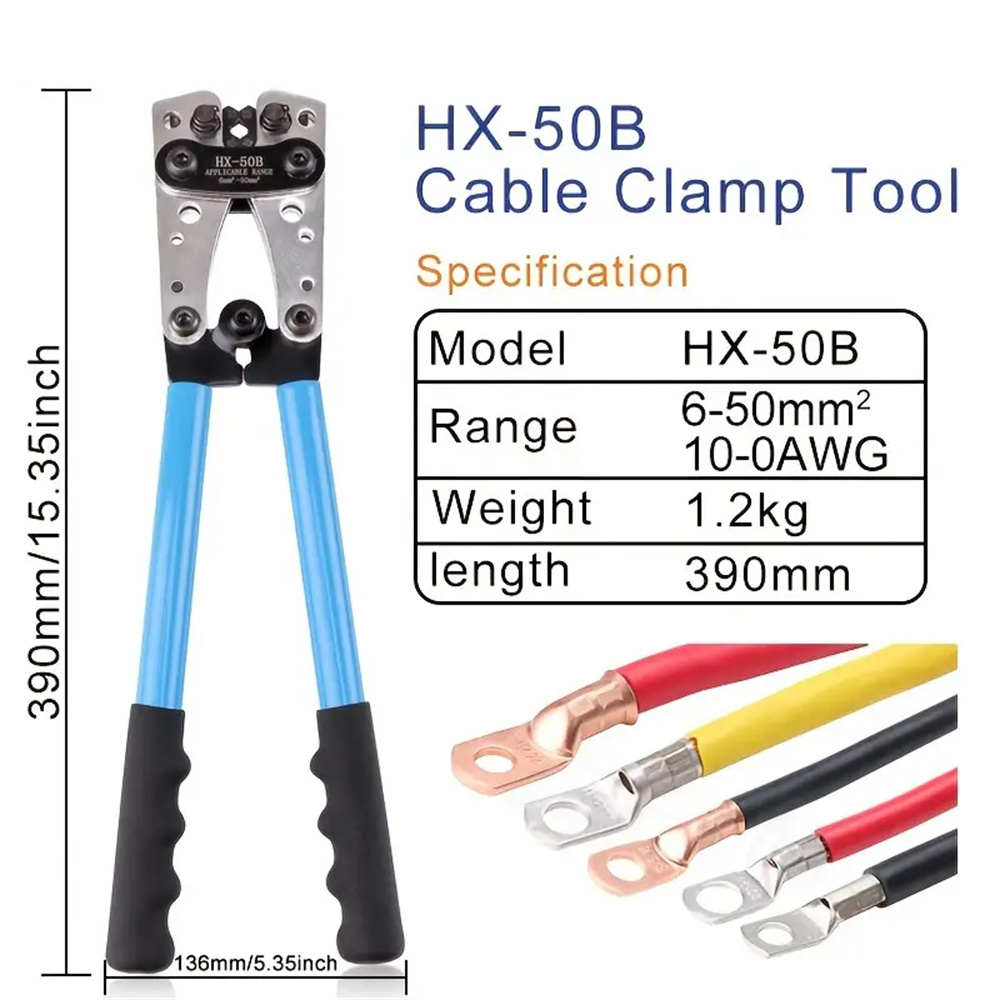 HKS Battery Cable Crimper Tool Kit - With Cutter, 60 Ring Terminals & Heat Shrink, For 10-1 AWG Wires