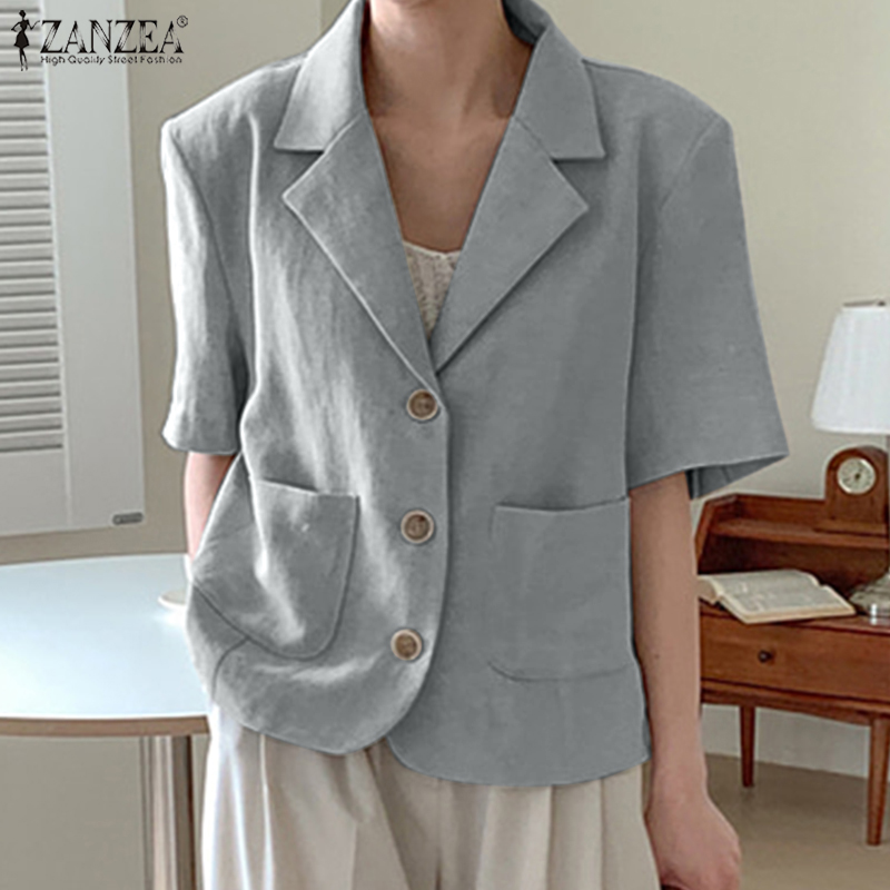 ZANZEA Korean Style Women Office Suits Sets Turn-Down-Collar Solid Blazer  Simple Long Trousers #10