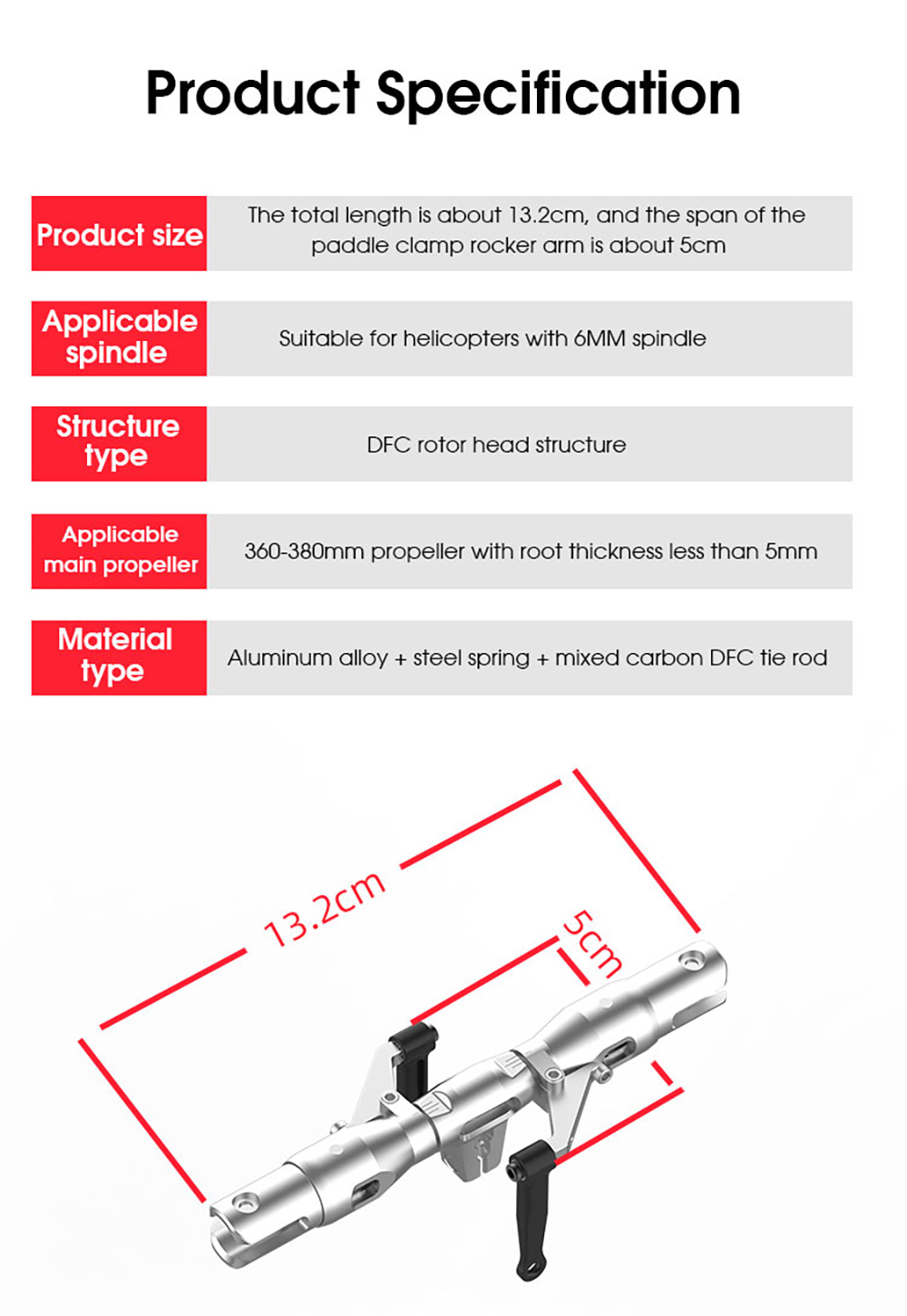 Fly wing fw450l fw450 v2 helicopter parts zoomlion quick release metal watch clip rotor head set 