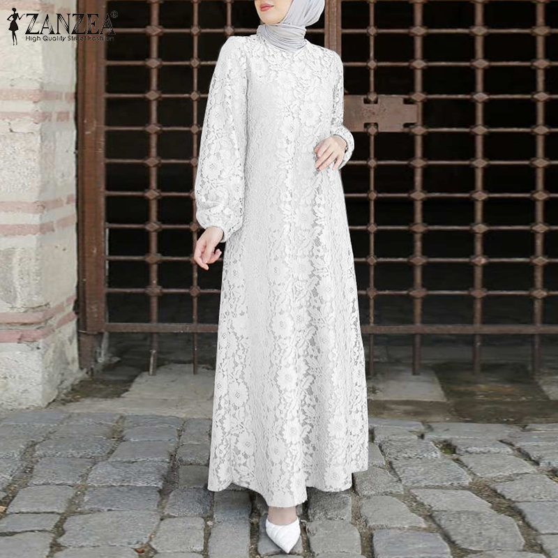 MOMONACO ZANZEA Muslimah Women Muslim Dresses Crew Neck Abaya