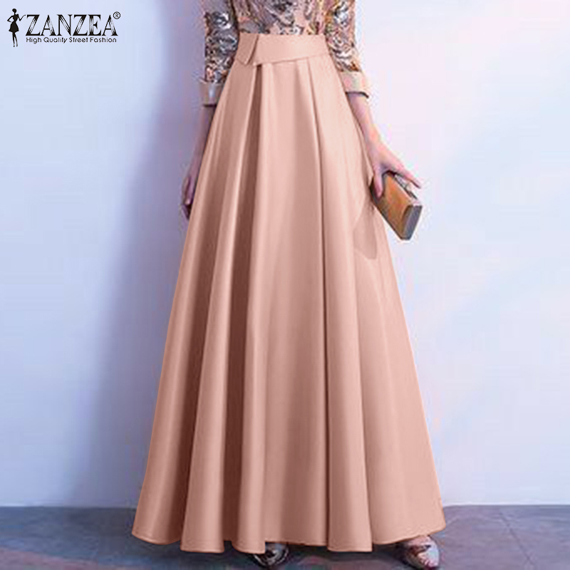 (Clearance Sale)(Freeshipping) Fancystyle ZANZEA Womens Satin Silky Swing  Overskirts Wedding Party High Waist Solid Pleated Skirt #14