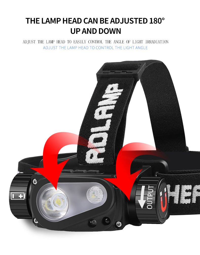 200B-2 XHP50 LED Headlamp Motion Sensor Headlight Flashlight 18650/217
