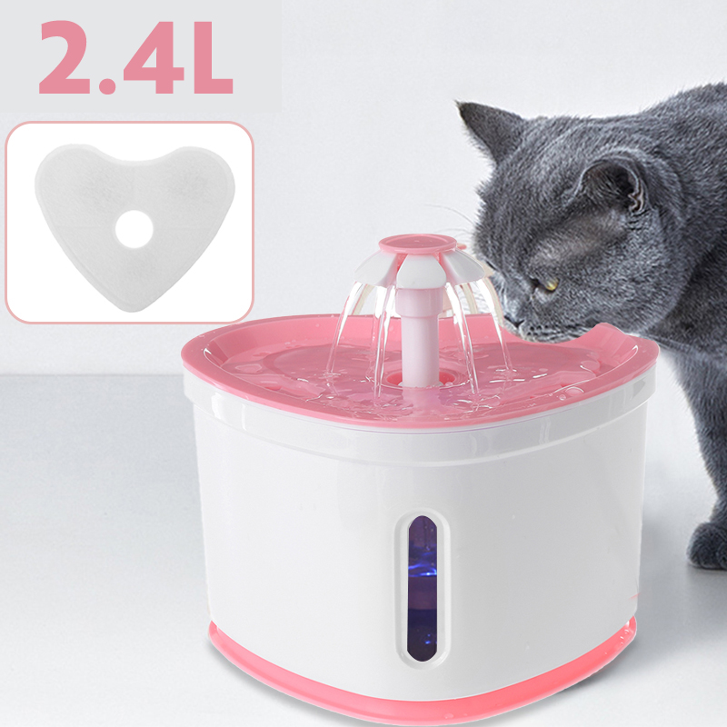 Bình Rót Nước Tự Động Cho Chó Mèo Chạy Điện 2600Ml, Uống Cho Thú Cưng + Đèn LED