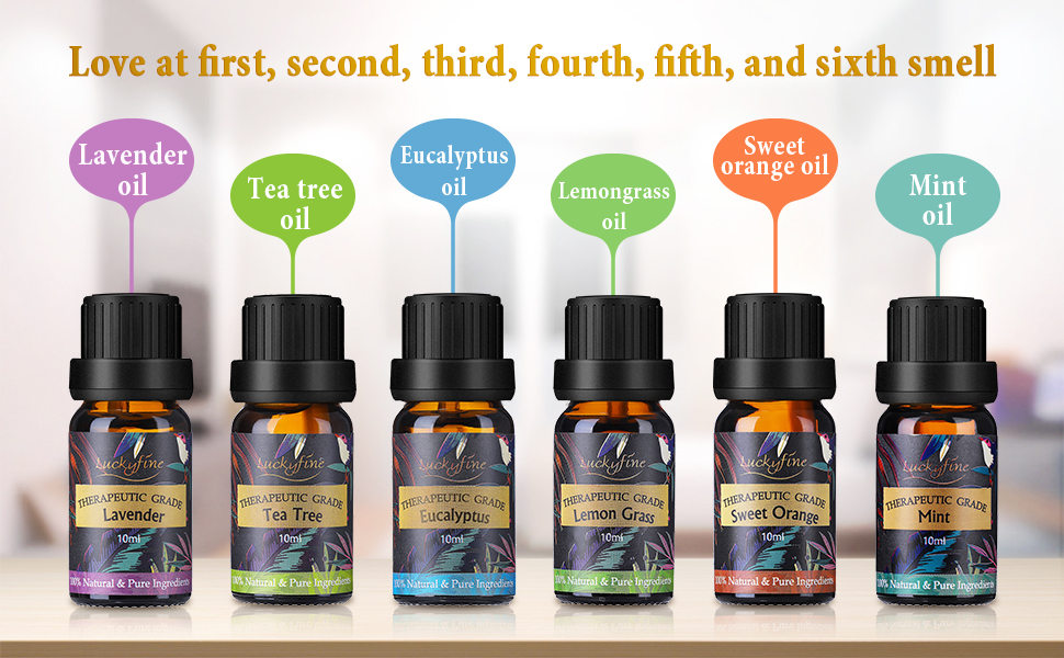 Top 6 Essential Oils Set, Organic Aromatherapy Oils Set, Luckyfine