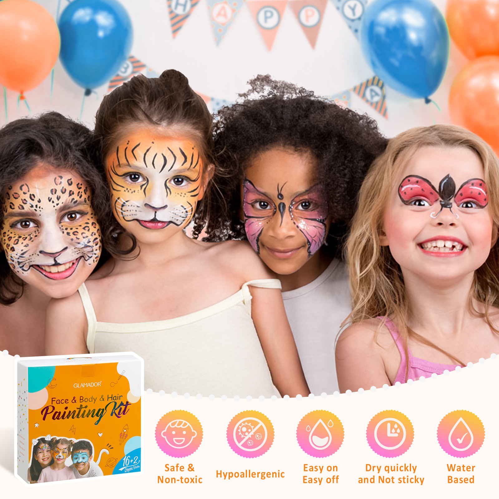 Face Painting Kits for Kids - Water Based Face Paint Kits 16